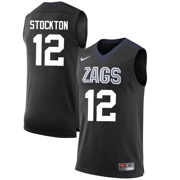 Men #12 John Stockton Gonzaga Bulldogs College Basketball Jerseys-Black - Click Image to Close